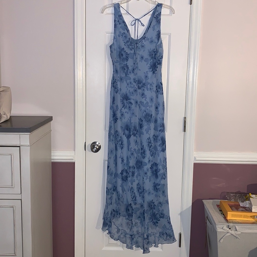 Vintage Blue sleeveless lined dress with flowers by B. Darlin size 11/12 - Picture 10 of 12